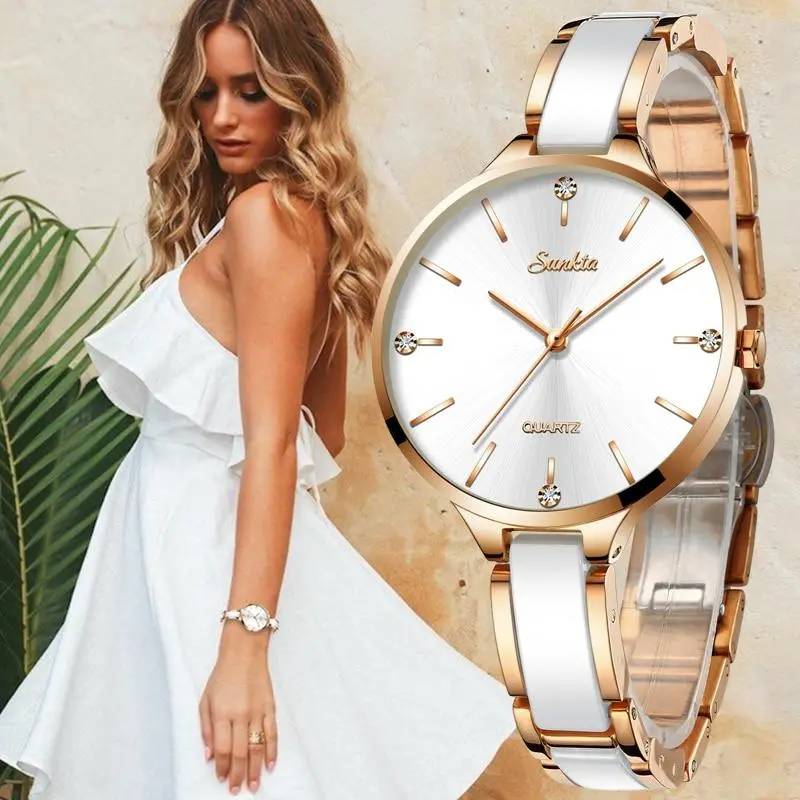 Sunkta Women Watch Ceramic Watch Women Simple Diamond Clock Casual Fashion Watch Sport Waterproof Wristwatch Relogio Feminino 1