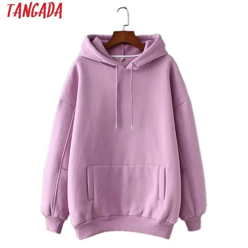 Tangada Women Fleece Hoodie Sweatshirts Winter Japanese Fashion 2019 Oversize Ladies Pullovers Warm Pocket Hooded Jacket Sd60 1