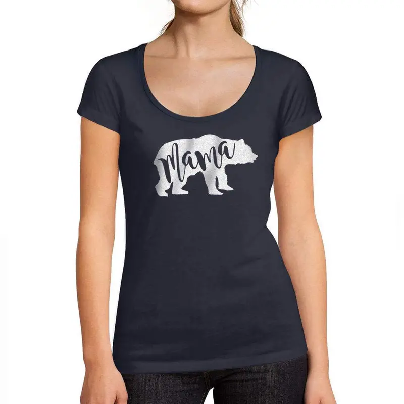 Tee-Shirt Femme Col Rond Décolleté Mama Bear French Marine 1