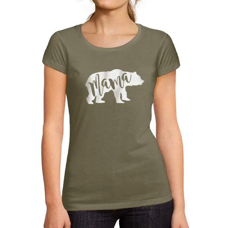 Tee-Shirt Femme Manches Courtes Mama Bear Kaki 1
