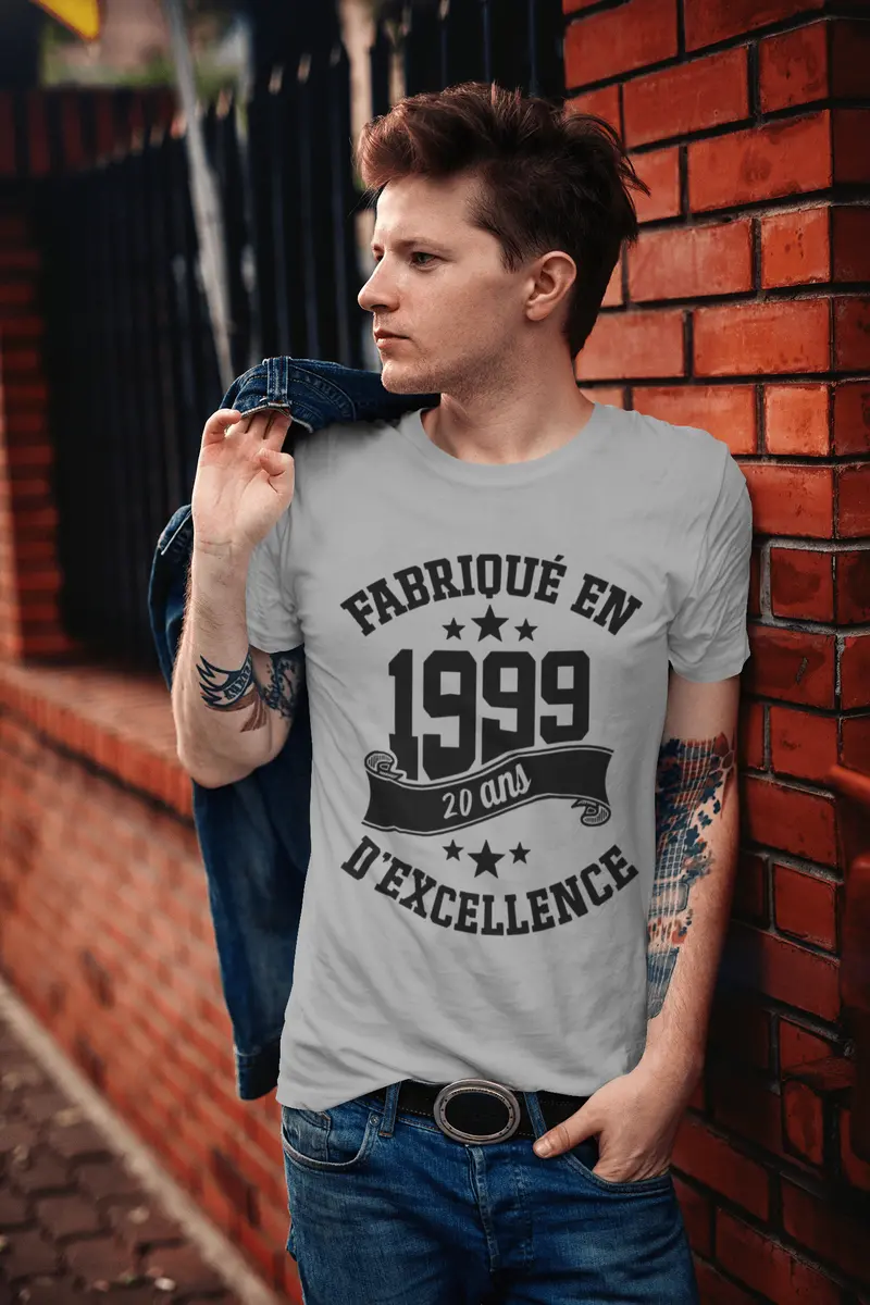 Ultrabasic - Fabriqué En 1999, 20 Ans D'être Génial Unisex T-Shirt Gris Chiné 1