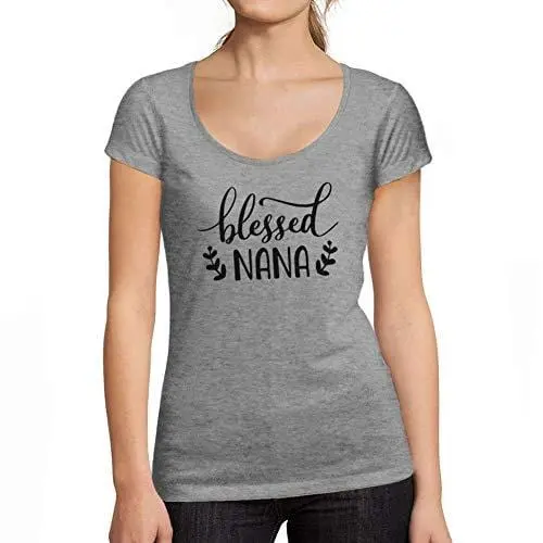 Ultrabasic - Femme Graphique Blessed Nana T-Shirt Cadeau Idées Tee Gris Chiné 1