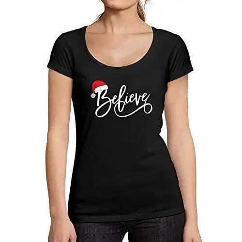 Ultrabasic - Femme Graphique Christmas Believe Hat T-Shirt Noël Xmas Cadeau Idées Tee 1