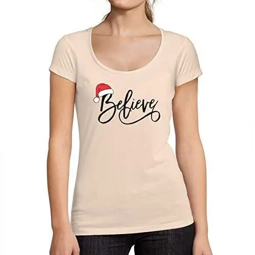 Ultrabasic - Femme Graphique Christmas Believe Hat T-Shirt Noël Xmas Cadeau Idées Tee 1