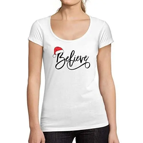 Ultrabasic - Femme Graphique Christmas Believe Hat T-Shirt Noël Xmas Cadeau Idées Tee 1