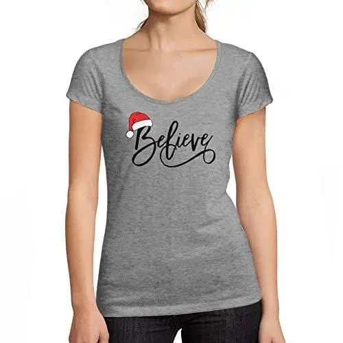 Ultrabasic - Femme Graphique Christmas Believe Hat T-Shirt Noël Xmas Cadeau Idées Tee 1