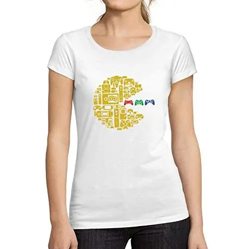 Ultrabasic - Femme Graphique Court Maches Classique Contrôleur Vintage T-Shirt Esports Drôle Cadeau Idées Tee Blanc 1