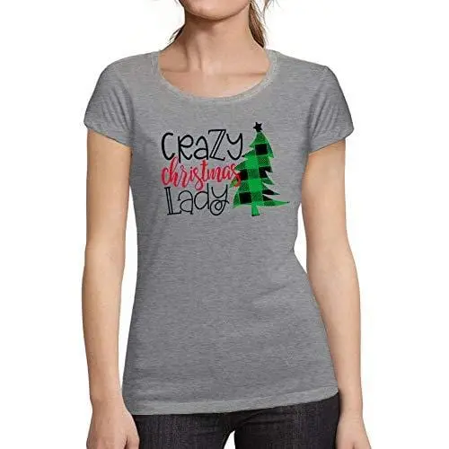 Ultrabasic - Femme Graphique Crazy Christams Lady T-Shirt Noël Xmas Cadeau Idées Tee Gris Chiné 1