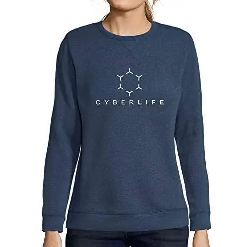 Ultrabasic - Femme Graphique Cyberlife Sweatshirt Action De Grâces Xmas Cadeau Idées Tee Gris Chiné Denim 1