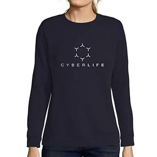 Ultrabasic - Femme Graphique Cyberlife Sweatshirt Action De Grâces Xmas Cadeau Idées Tee Gris Chiné French Marine 1