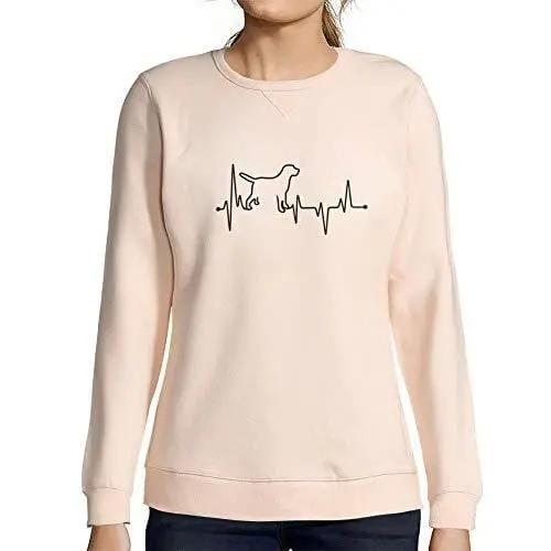 Ultrabasic - Femme Graphique Dog Lover Heartbeat Sweatshirt Action De Grâces Xmas Cadeau Idées Tee Gris Chiné Rose Crémeux 1