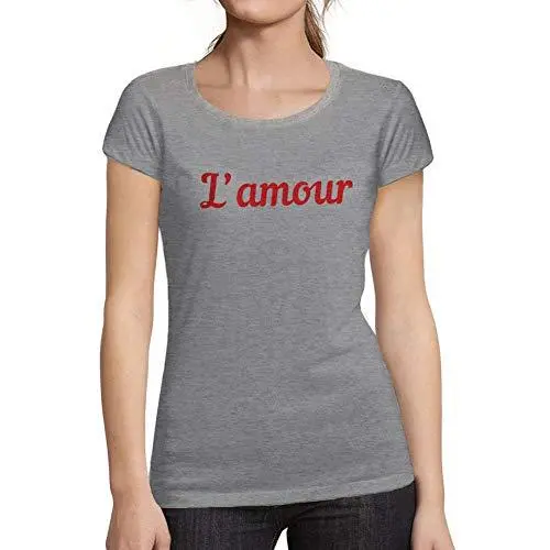 Ultrabasic - Femme Graphique L'amour Imprimé Des Lettres T-Shirt Gris Chiné 1