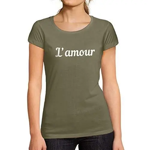 Ultrabasic - Femme Graphique L'amour Imprimé Des Lettres T-Shirt Kaki 1