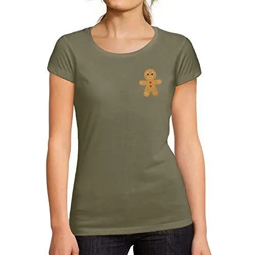 Ultrabasic - Femme Graphique Little Biscuit T-Shirt Action De Grâces Xmas Cadeau Idées Tee Kaki 1