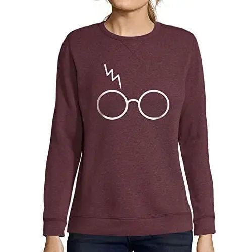 Ultrabasic - Femme Graphique Lunettes Cicatrice Éclair Sweatshirt Cadeau Idées Tee Bordeaux 1