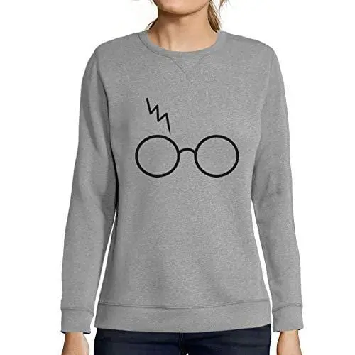 Ultrabasic - Femme Graphique Lunettes Cicatrice Éclair Sweatshirt Cadeau Idées Tee Gris Chiné 1