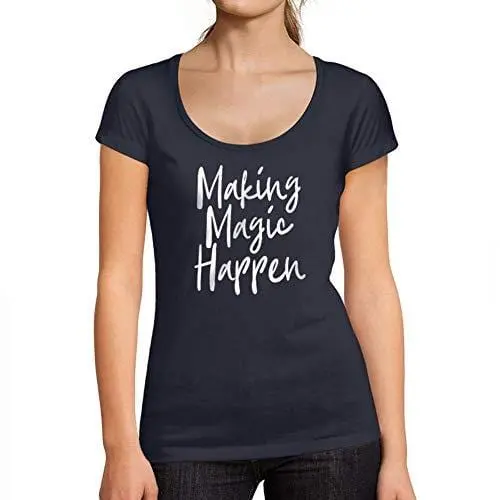 Ultrabasic - Femme Graphique Making Magic Happen Imprimé Noir Des Lettres Citation Tee T-Shirt French Marine 1