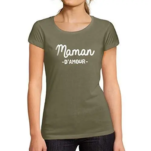 Ultrabasic - Femme Graphique Maman D'amour Imprimé Des Lettres T-Shirt Kaki 1