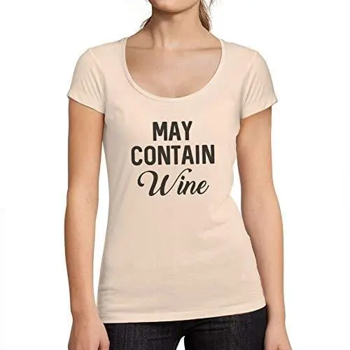 Ultrabasic - Femme Graphique May Contain Wine Décontractée Lettre Impression Tee Rose Crémeux 1
