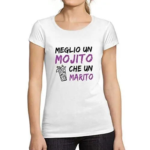 Ultrabasic - Femme Graphique Meglio Un Mojito Che Un Marito T-Shirt Action De Grâces Xmas Cadeau Idées Tee Blanco White 1