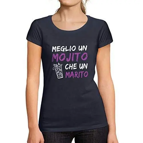 Ultrabasic - Femme Graphique Meglio Un Mojito Che Un Marito T-Shirt Action De Grâces Xmas Cadeau Idées Tee French Marine French Navy 1