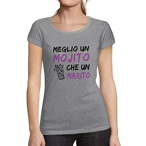 Ultrabasic - Femme Graphique Meglio Un Mojito Che Un Marito T-Shirt Action De Grâces Xmas Cadeau Idées Tee Gris Chiné Grey Marl 1