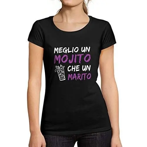 Ultrabasic - Femme Graphique Meglio Un Mojito Che Un Marito T-Shirt Action De Grâces Xmas Cadeau Idées Tee Noir Profond Deep Black 1