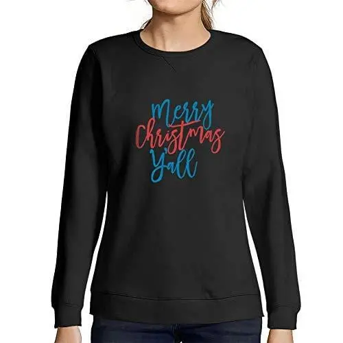 Ultrabasic - Femme Graphique Merry Christmas Y'all Sweatshirt Action De Grâces Xmas Cadeau Idées Tee Noir Profond 1