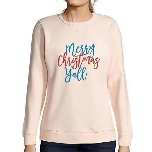 Ultrabasic - Femme Graphique Merry Christmas Y'all Sweatshirt Action De Grâces Xmas Cadeau Idées Tee Rose Crémeux 1