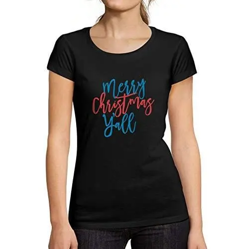 Ultrabasic - Femme Graphique Merry Christmas Y'all T-Shirt Action De Grâces Xmas Cadeau Idées Tee Noir Profond French Navy 1