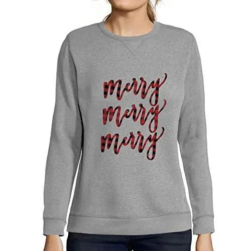 Ultrabasic - Femme Graphique Merry Sweatshirt Action De Grâces Xmas Cadeau Idées Tee Gris Chiné 1