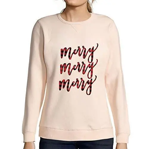 Ultrabasic - Femme Graphique Merry Sweatshirt Action De Grâces Xmas Cadeau Idées Tee Rose Crémeux 1