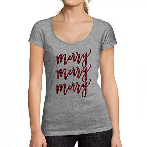 Ultrabasic - Femme Graphique Merry T-Shirt Action De Grâces Xmas Cadeau Idées Tee Gris Chiné 1