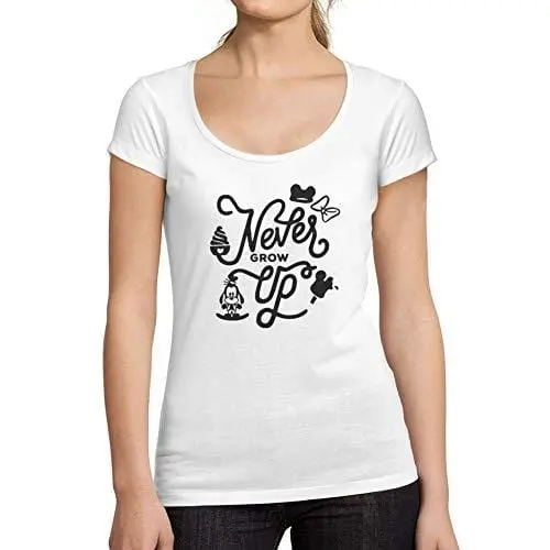 Ultrabasic - Femme Graphique Never Grow Up T-Shirt Action De Grâces Xmas Cadeau Idées Tee Blanco 1