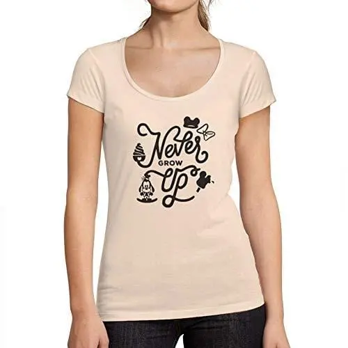 Ultrabasic - Femme Graphique Never Grow Up T-Shirt Action De Grâces Xmas Cadeau Idées Tee Rose Crémeux 1