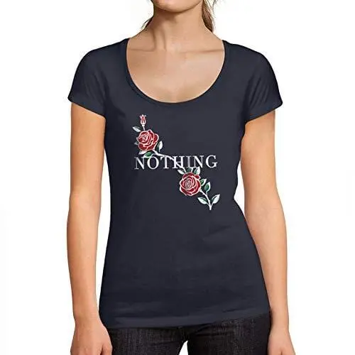 Ultrabasic - Femme Graphique Nothing Imprimé Des Roses Noir Des Lettres Tee French Marine 1