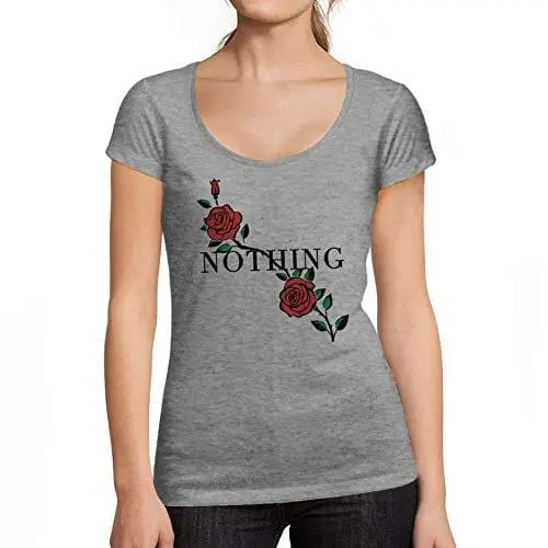 Ultrabasic - Femme Graphique Nothing Imprimé Des Roses Noir Des Lettres Tee Gris Chiné 1