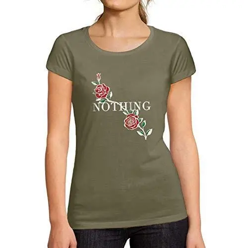 Ultrabasic - Femme Graphique Nothing Imprimé Des Roses Noir Des Lettres Tee Kaki 1