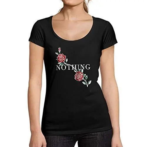 Ultrabasic - Femme Graphique Nothing Imprimé Des Roses Noir Des Lettres Tee Noir Profond 1