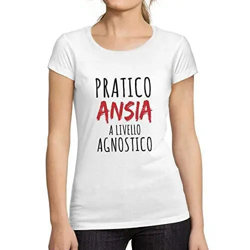 Ultrabasic - Femme Graphique Pratico Ansia T-Shirt Cadeau Idées Tee Blanco 1