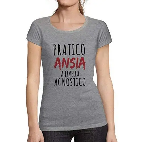 Ultrabasic - Femme Graphique Pratico Ansia T-Shirt Cadeau Idées Tee Gris Chiné 1