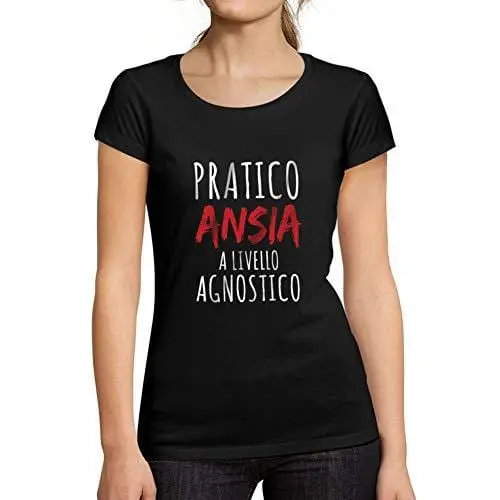 Ultrabasic - Femme Graphique Pratico Ansia T-Shirt Cadeau Idées Tee Noir Profond 1