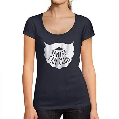 Ultrabasic - Femme Graphique Santa's Fan Club T-Shirt Noël Xmas Cadeau Idées Tee French Marine 1