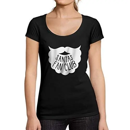 Ultrabasic - Femme Graphique Santa's Fan Club T-Shirt Noël Xmas Cadeau Idées Tee Noir Profond 1