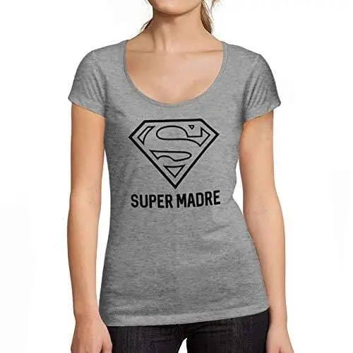 Ultrabasic - Femme Graphique Super Madre T-Shirt Cadeau Idées Tee Gris Chiné 1