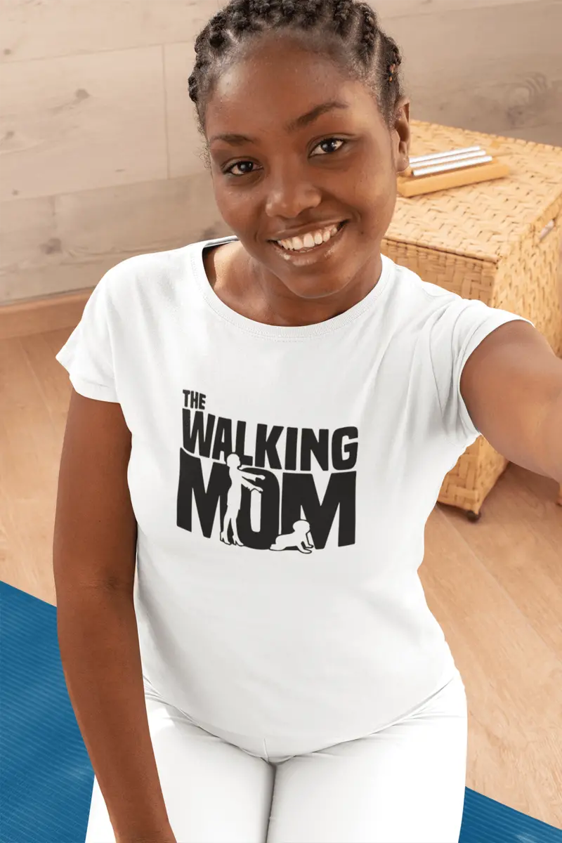 Ultrabasic - Femme Graphique Walking Mom T-Shirt Action De Grâces Xmas Cadeau Idées Tee Blanco 1