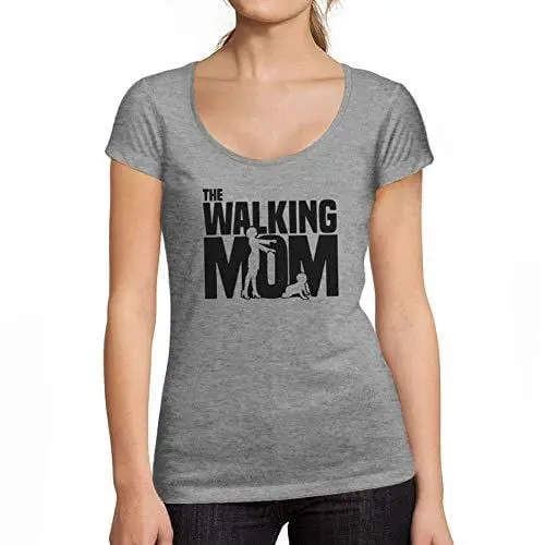 Ultrabasic - Femme Graphique Walking Mom T-Shirt Action De Grâces Xmas Cadeau Idées Tee Gris Chiné 1