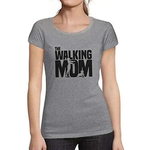 Ultrabasic - Femme Graphique Walking Mom T-Shirt Action De Grâces Xmas Cadeau Idées Tee Gris Chiné 1