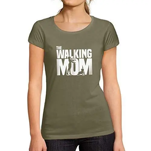 Ultrabasic - Femme Graphique Walking Mom T-Shirt Action De Grâces Xmas Cadeau Idées Tee Khaki 1