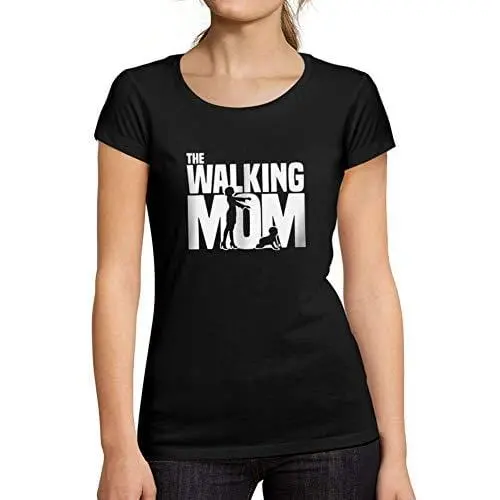 Ultrabasic - Femme Graphique Walking Mom T-Shirt Action De Grâces Xmas Cadeau Idées Tee Noir Profond 1